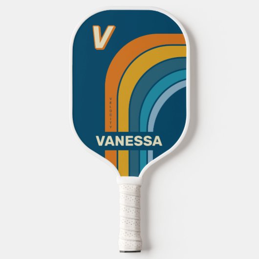 Blue Sun Arch with Name & Initial  Pickleball Paddle (Voorkant)