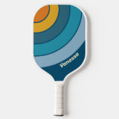 Blue Sun Circle Stripe with Name Pickleball Paddle (Achterkant)