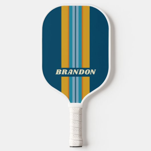 Blue Sun Rally Stripe with Name Pickleball Paddle (Voorkant)
