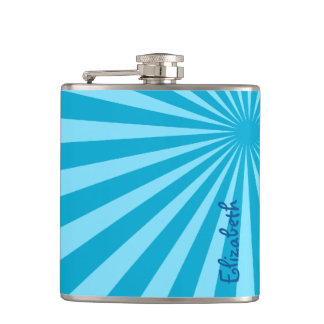 Blue Sunburst "Voeg Jouw namen toe" Heupfles