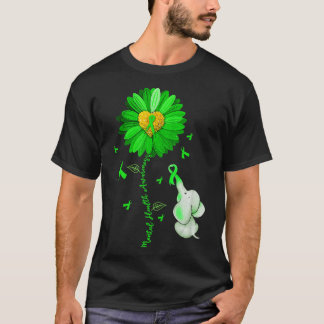 Blue Sunflower Elephan outfit Spread Mental Health T-shirt