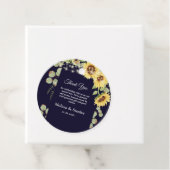 Blue Sunflower Eucalyptus String Lights Wedding Bedankjes Labels (In situ)