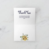 Blue Sunflower Eucalyptus String Lights Wedding Bedankkaart (Binnen)