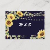 Blue Sunflower Eucalyptus String Lights Wedding Informatiekaartje (Achterkant)
