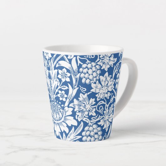 Blue Sunflower Grape Vines Morris Latte Mok (Rechterhoek)