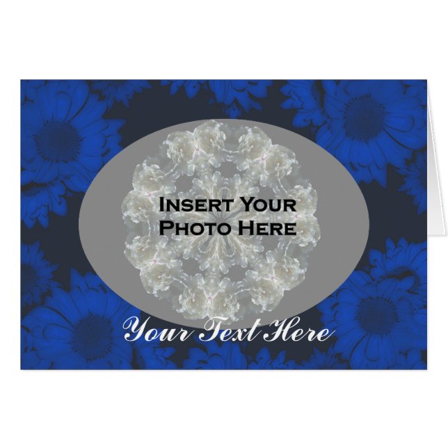 Blue Sunflowers Design Floral Carte photo (Devant horizontal)