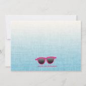 Blue SunGlasses Birthday Party Invitation Kaart (Achterkant)