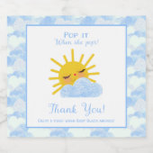 Blue Sunny Sky Pop het als ze Baby shower Pop Sparkling Wijnetiket (Enkel label)