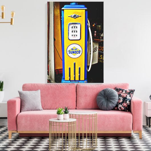 Blue Sunoco -gaspomp Canvas Afdruk (Insitu (Woonkamer))