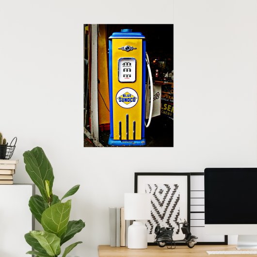 Blue Sunoco -gaspomp Poster (Thuiskantoor)
