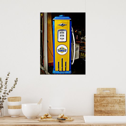Blue Sunoco -gaspomp Poster (Keuken)