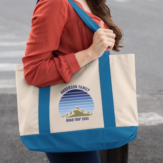 Blue Sunset Mountain Custom Family Reunion Trip Tote Bag