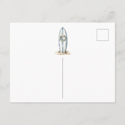 Blue Surboard Christmas Moving Faire-part (Dos)