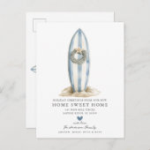 Blue Surfboard Kerstmis Verhuisaankondiging Aankondigingskaart (Voorkant / Achterkant)