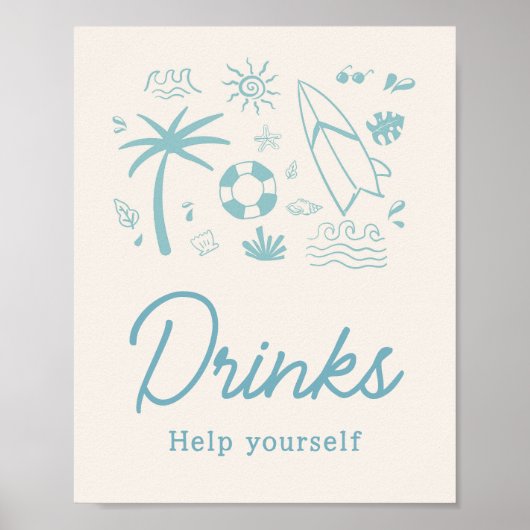 Blue Surven Baby aan boord Baby shower Drinken Poster (Voorkant)