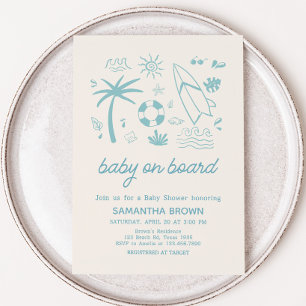Blue Surven Baby aan boord van het Baby shower Kaart