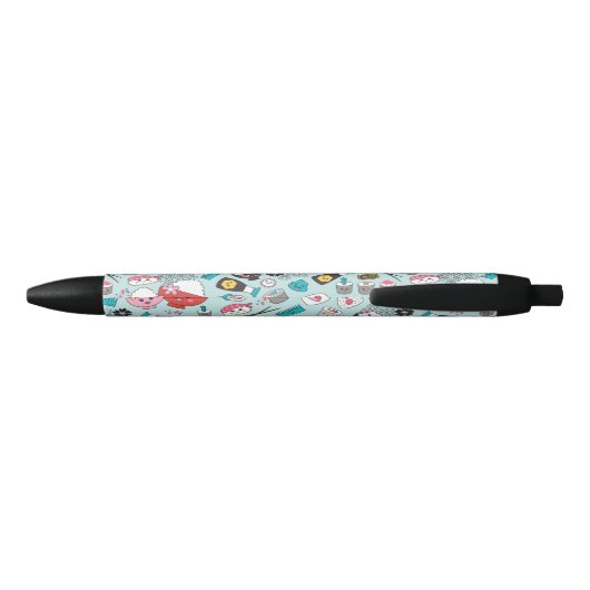 Blue Sushi Personalized Cute Fun Zwarte Inkt Pen (Achterkant)