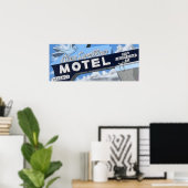 Blue Swallow Motel sur la Route 66 Retro Poster (Bureau à domicile)