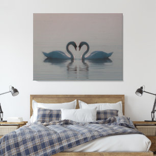 Blue Swans Must Be Love Canvas Afdruk