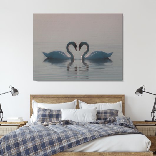 Blue Swans Must Be Love Canvas Afdruk (Insitu (Slaapkamer))