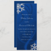 Blue Swashy Snowflake Fête Invitation (Devant / Derrière)