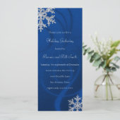 Blue Swashy Snowflake Fête Invitation (Debout devant)