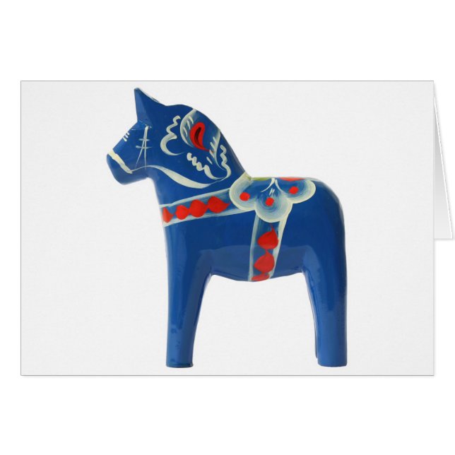Blue Swedish Dala Horse (Voorkant Horizontaal)