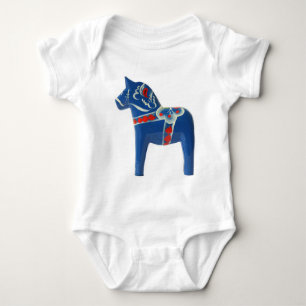 Blue Swedish Dala Horse Romper