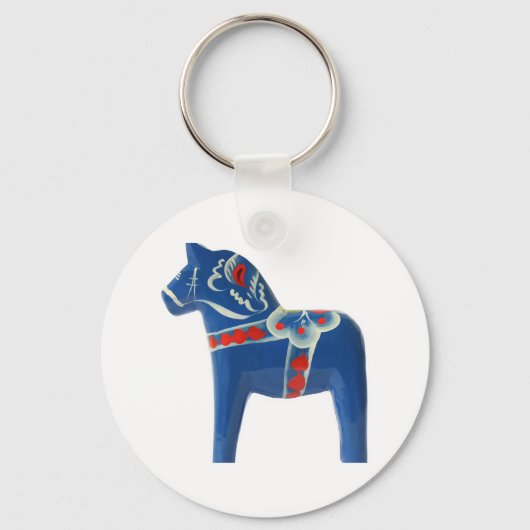 Blue Swedish Dala Horse Sleutelhanger (Voorkant)