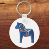 Blue Swedish Dala Horse Sleutelhanger (Voorkant)