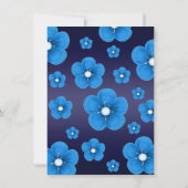 Blue Sweet16 Fleur & Tiara Invitation d'anniversai (Dos)