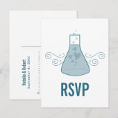 Blue Sweet Chemistry RSVP Briefkaart (Voorkant / Achterkant)