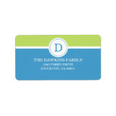 Blue Sweet Monogram Custom Monogrammed Family Etiket (Voorkant)