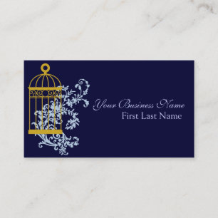 Blue Swirl Bird Cage visitekaartjes