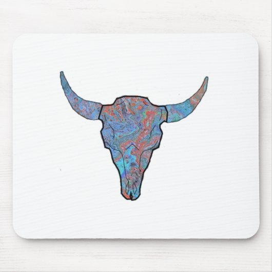 Blue Swirl Bison Skull Art Muismat (Voorkant)