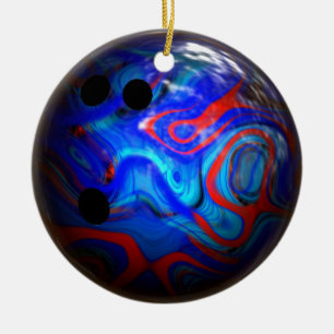 Blue Swirl Pattern Bowling Ball. Keramisch Ornament