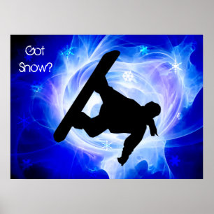Blue Swirl Snowstorm Poster