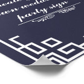 Blue Swirl White Border Wedparty Sign Poster (Hoek)