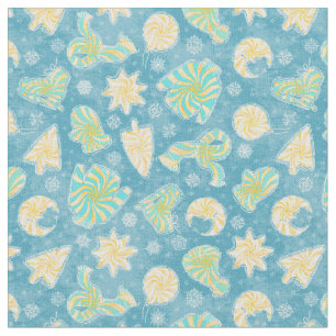 Blue Swirl Winter Fabric Stof
