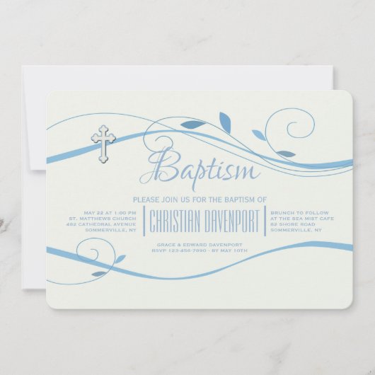Blue Swirls Invitation Kaart (Voorkant)