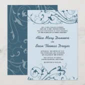 Blue Swirls - invitations de mariage (Devant / Derrière)