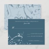 Blue Swirls - Responskaarten RSVP Kaartje (Voorkant / Achterkant)