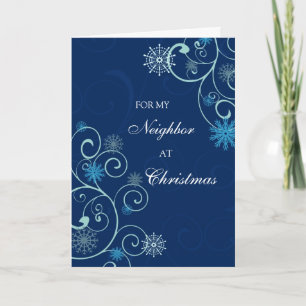 Blue Swirls Voisin Joyeuse Carte de Noël