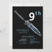 Blue Sword 9th Boy Verjaardagsfeest Kaart (Voorkant)