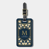 Blue Sword Shield middeleeuwse fantasie monogram Bagagelabel (Voorkant verticaal)