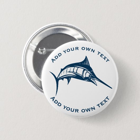 Blue Swordfish Aangepaste tekst Ronde Button 5,7 Cm (Voorkant /achterkant)
