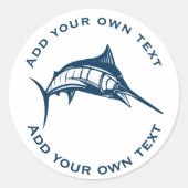 Blue Swordfish Aangepaste tekst Ronde Sticker (Voorkant)