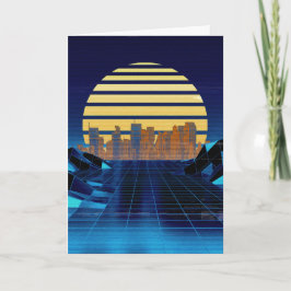 Blue Synthwave Groeten Kaart