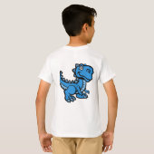 Blue T Rex Dinosaurus Gepersonaliseerde naam T-shirt (Achterkant volledig)