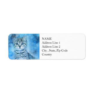 Blue Tabby Kitten | ABSTRACT | WATERVERF Etiket